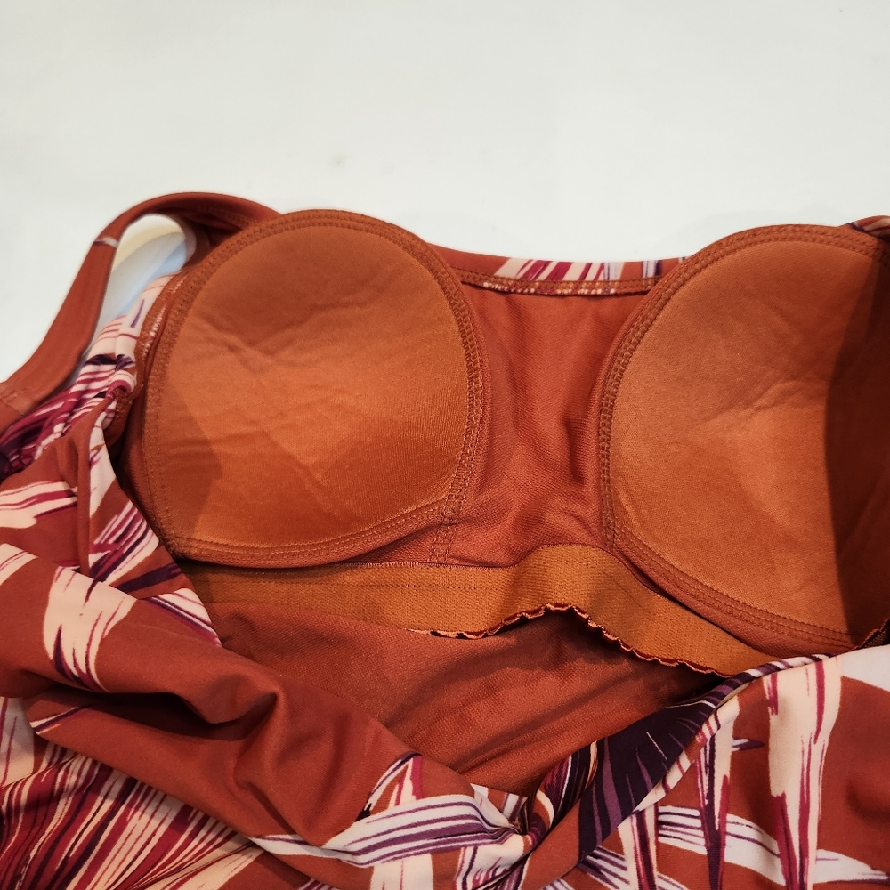 Kona Sol Rust Orange Tropical Leaf Pattern One Pi… - image 2